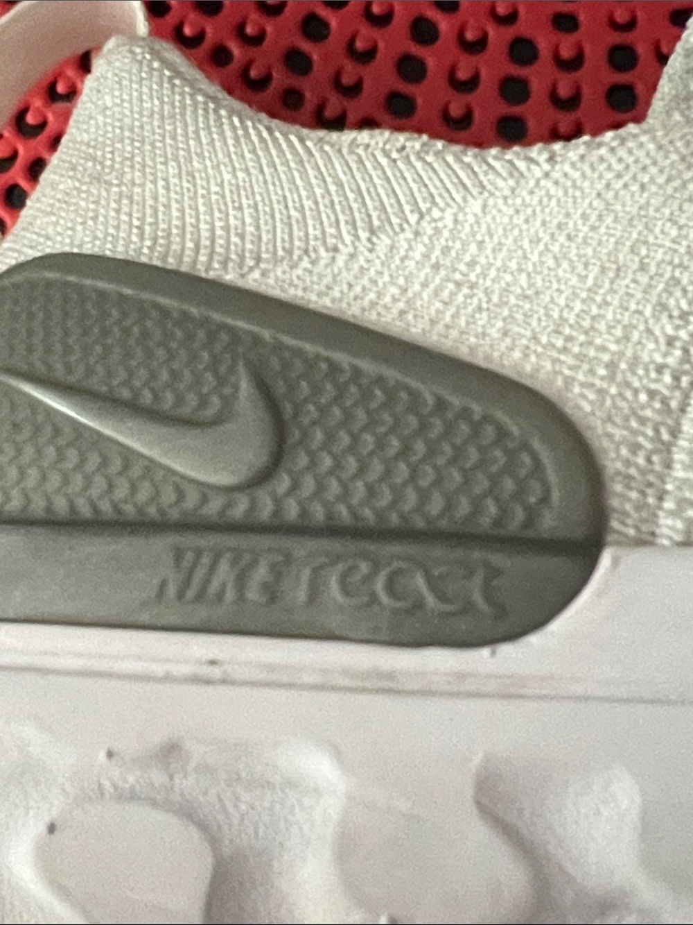 Nike Slip-On Knit Sneakers in Cream and White with Silver Swoosh - Picture 10 of 10